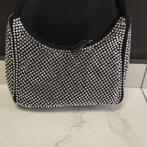 Evening bag with stones new, black handbag