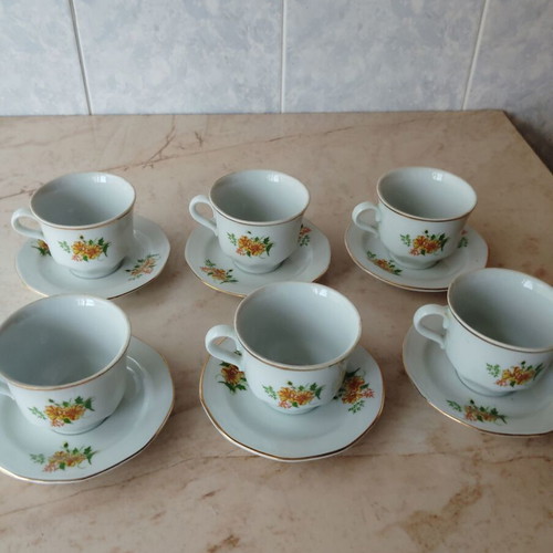 Bulgarian coffee set like new from the 80s, 6 cups with saucers