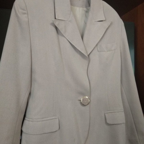 Women's handmade jacket like new, soft beige-pink, size medium, crepe fabric