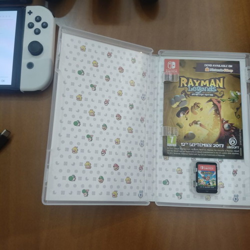 Nintendo Switch OLED white with Mario and Rabbids Kingdom Battle game