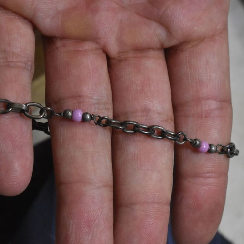 Vintage silver 925 bracelet with pink beads used
