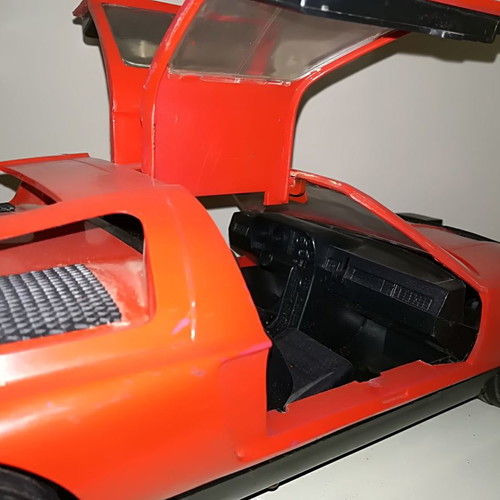 Mercedes C111 Rex plastic toy car used, missing steering wheel, 1980s