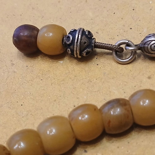 Sudurus mastic worry beads used, 53 handmade beads with silver elements