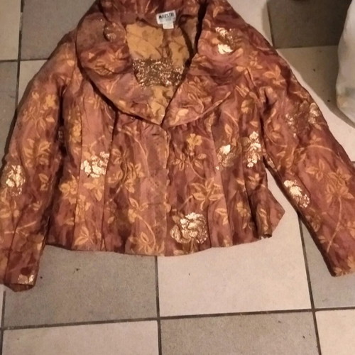 Women's brocade jacket with shiny satin texture like new