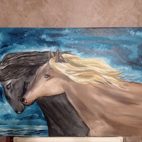 Painting Horses new, original handmade artwork