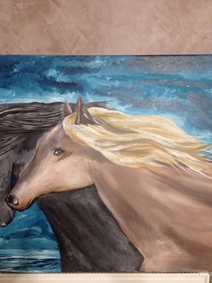 Painting Horses new, original handmade artwork