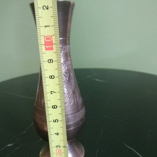 Vintage brass vase used, handmade from India