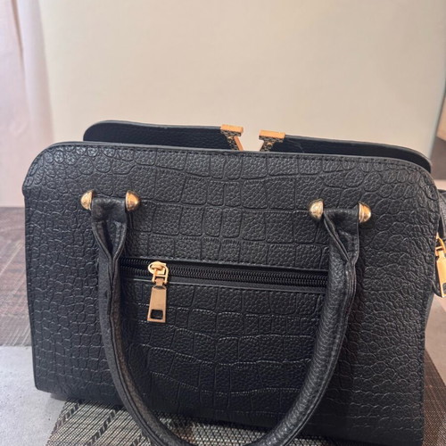 Handbag used, black with gold V detail