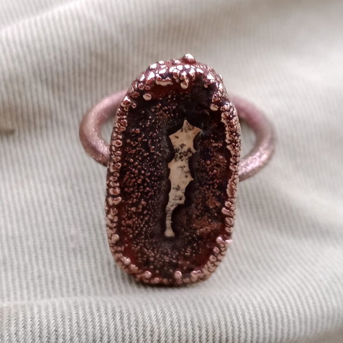 Copper ring electroforming, like new, size 56-58, brown