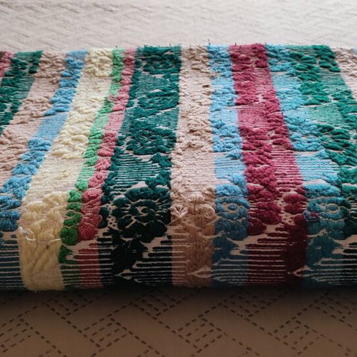 Vintage knitted wool quilt blanket used, 1970s