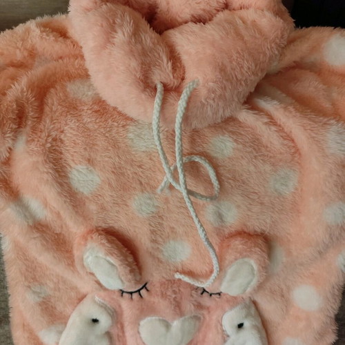 Fleece pajamas pink with bunny design like new, small