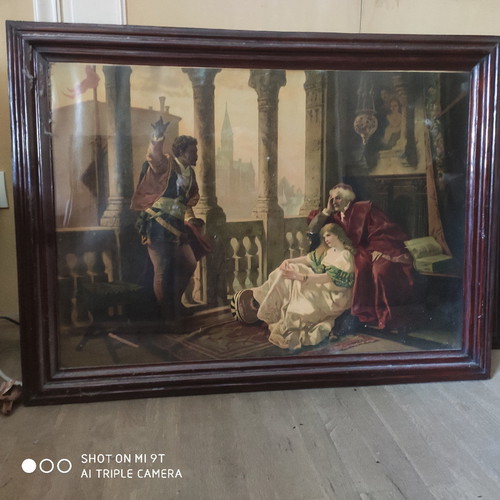 The Four Acts of Othello paintings set used, wooden frame, glass