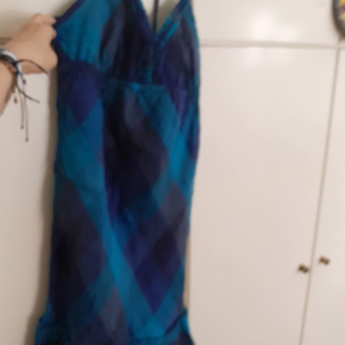 Benetton summer dress new, blue with crisscross back midi