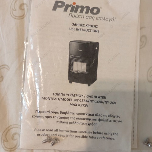 Primo Gas Heater With Bottle like new