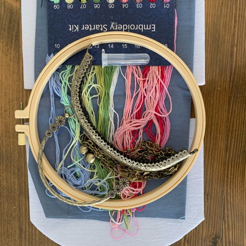Embroidery kit materials for small bag new
