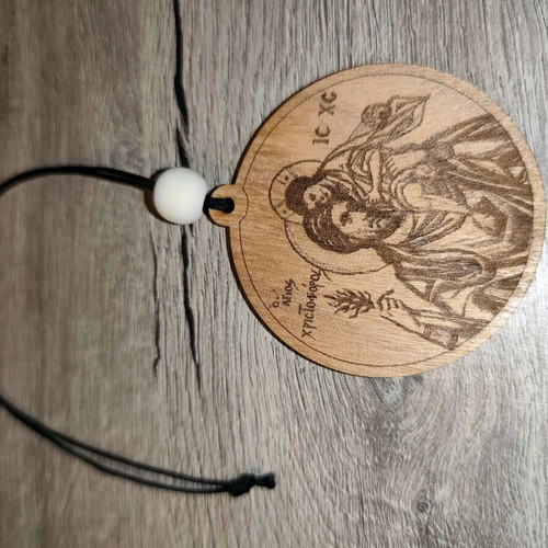 Saint Christopher Car Amulet Handmade Wooden Pendant New