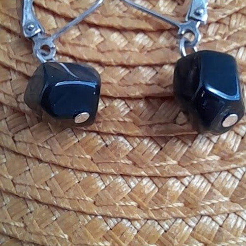 Silver 925 earrings with onyx set of 2 pairs like new
