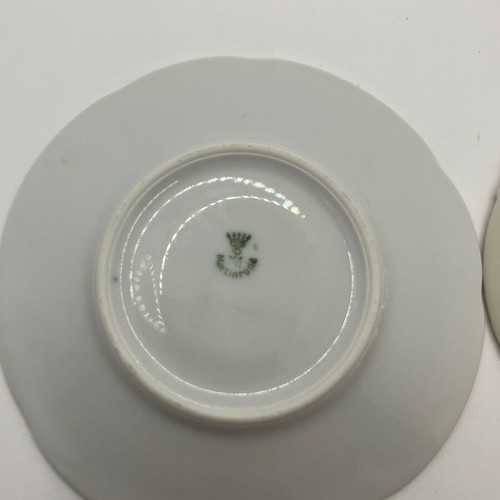 Small plates set with forks used, 2 pieces