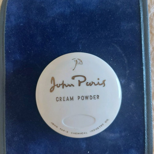 John Paris vintage powder compact used, shell-shaped