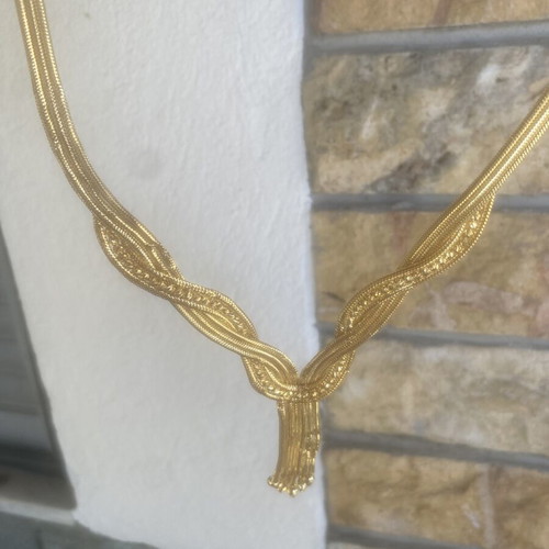 Women's gold necklace with details, new, gold-plated