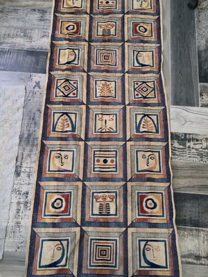 Belgian Runner Rug like new, 100% Viscose Ethnic Design 220x67cm