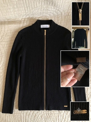 Calvin Klein women's black knitted cardigan used, size M