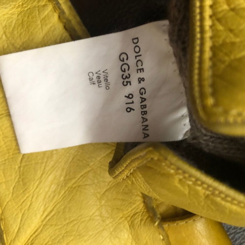 Dolce & Gabbana leather gloves used, yellow, size s-m