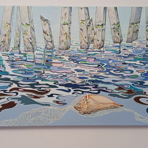 Modern painting acrylic on canvas like new, signed V. Karela