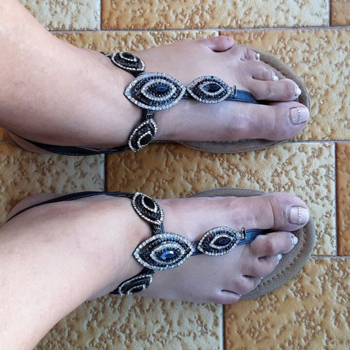 Sabino leather sandals used size 40 with black stones
