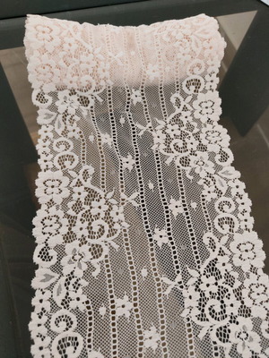 Lace fabric like new, strip 16cm x 2 meters, light coral color