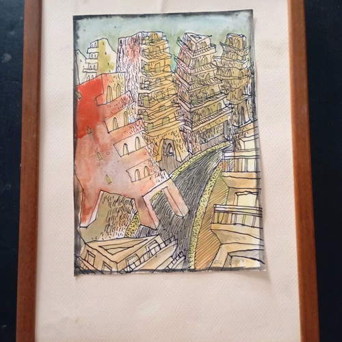 Watercolor painting used, size 20x14 without glass in frame