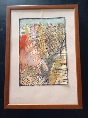 Watercolor painting used, size 20x14 without glass in frame