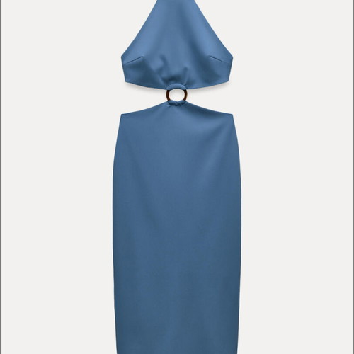 Zara midi dress new, blue, size M with cutouts and open back