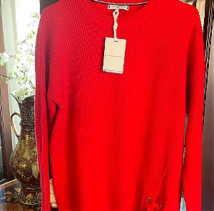 Tommy Hilfiger αυθεντικό γυναικείο κόκκινο πουλόβερ με φιόγκο,XL