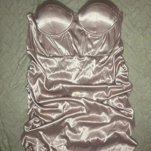 Shein satin pink mini dress with cups and straps new plus size