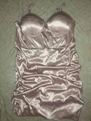 Shein satin pink mini dress with cups and straps new plus size