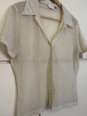 Esprit vintage ημιδιάφανο mesh πουκάμισο με φλοράλ σχέδιο, σαν καινούργιο