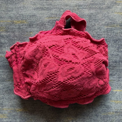Benetton strapless bikini top used, pink, size 75B