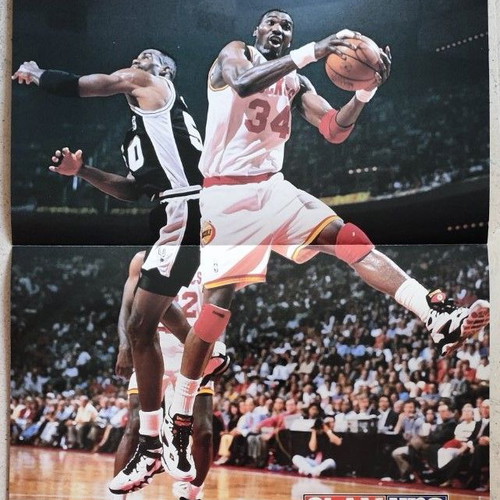Rare double poster Clyde Drexler & Hakeem Olajuwon SLAM like new