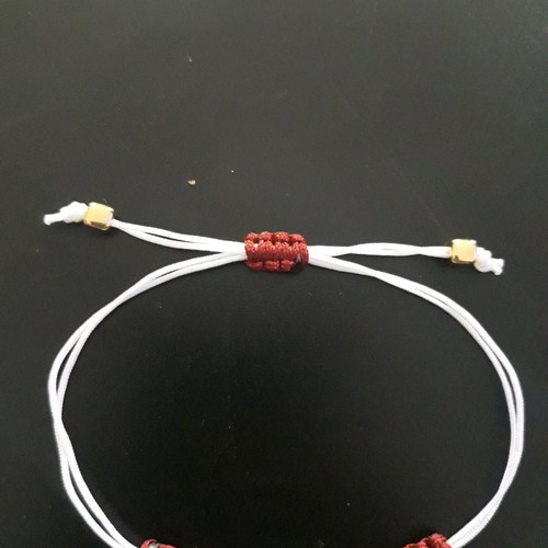 White cord bracelet with blue eye, adjustable size, handmade, new