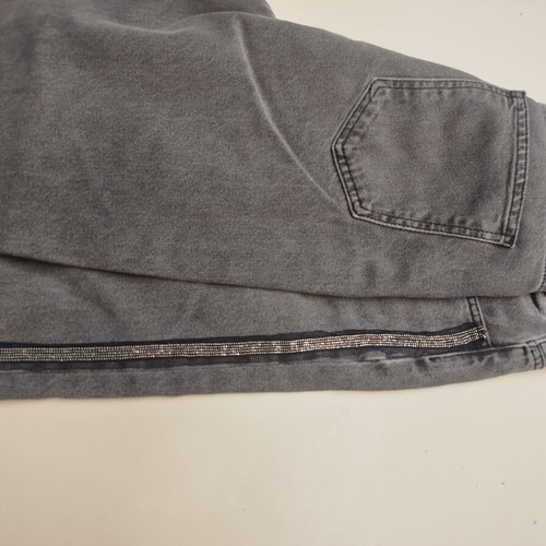 Acne Studios gray jeans like new with silver trim and frayed hem