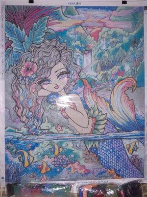 Premium Diamond Painting Kit "Maui Mermaid" by Hannah Lynn, 65 colors, 91x73 cm