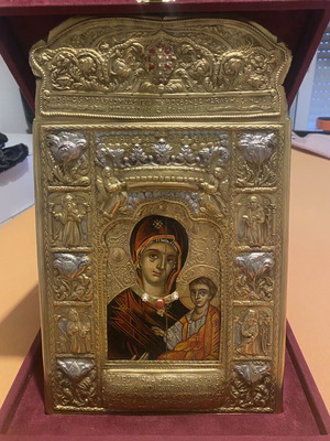 Εικόνα Παναγία Σουμελά ασημένια σαν καινούργια με επιχρυσώματα 24Κ