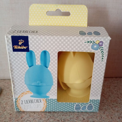 Tchibo egg cups new, set of 2 with bunny and chick design