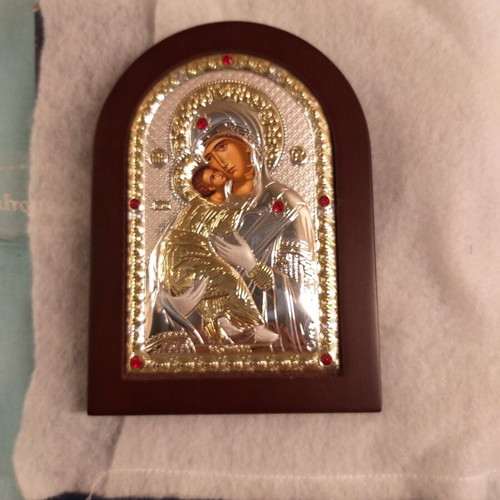 Silver icon Theotokos of Vladimir new with 950 silver