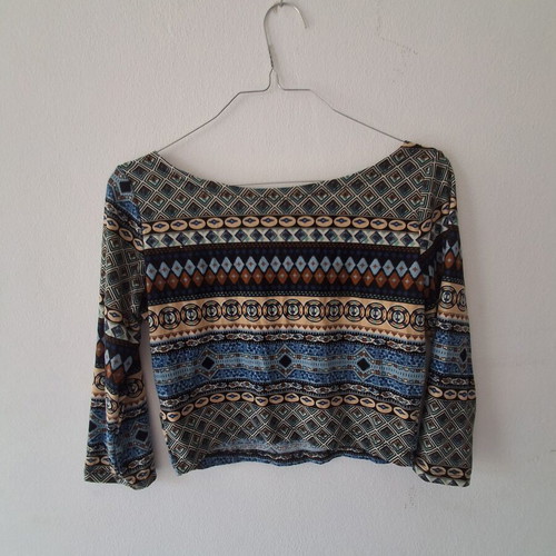 Morena Spain Boho Long Sleeve Crop Top in Excellent Condition