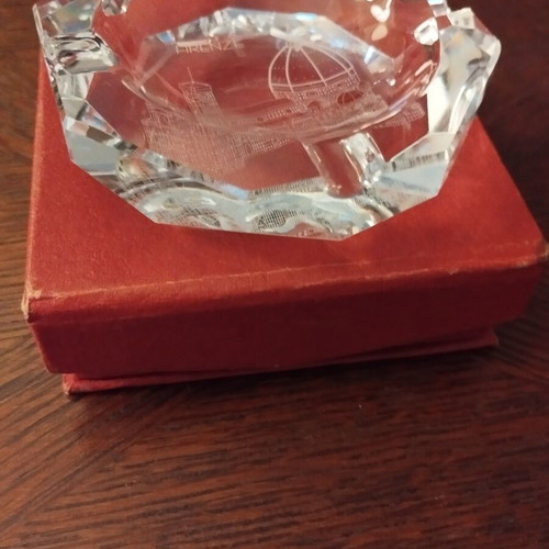 Crystal ashtray Firenze with Duomo engraving, new