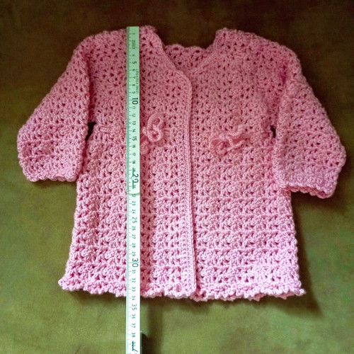 Girls' cardigan new pink with belt, size 92 cm for 2 years old