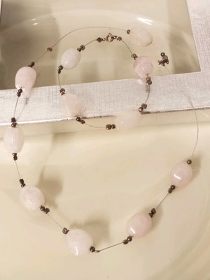 Silver set 925 pink quartz like new