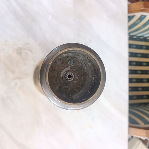 Vintage brass lamp base used, classic tall candlestick
